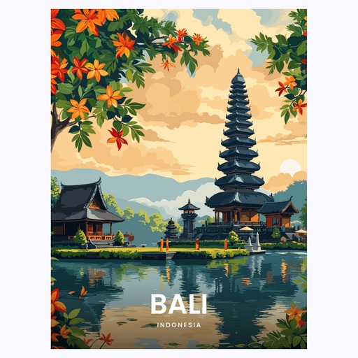 Bali Travel Print - Vintage Travel Art Poster 6