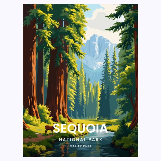 Sequoia National Park Travel Print - Vintage Travel Art Poster 6