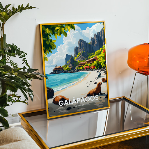Galápagos Islands Travel Print - Vintage Travel Art Poster 9