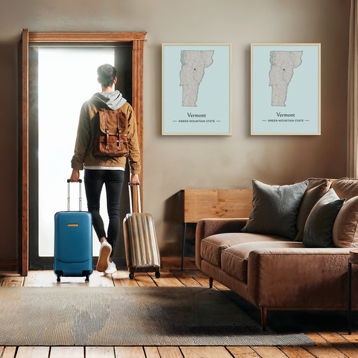 Vermont State Poster - Boundary Map 11