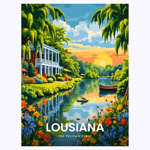 Louisiana Travel Print - Vintage Travel Art Poster 6