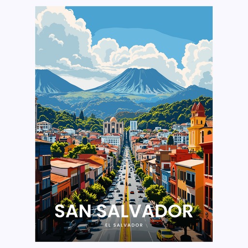 San Salvador Travel Print - Vintage Travel Art Poster 6