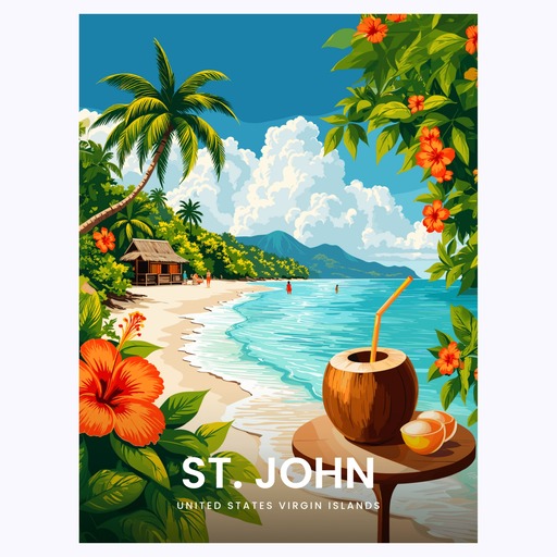 St. John Travel Print - Vintage Travel Art Poster 6