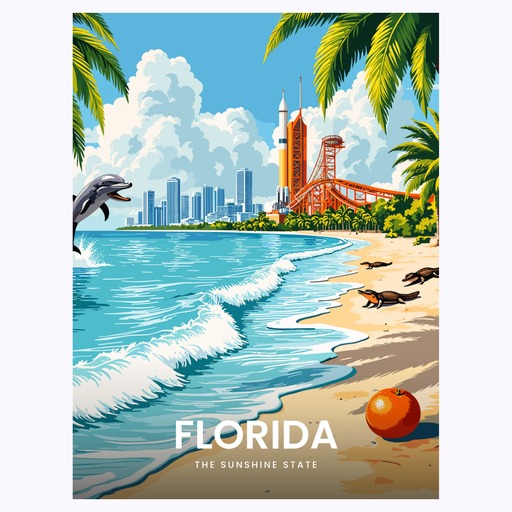 Florida Travel Print - Vintage Travel Art Poster 6