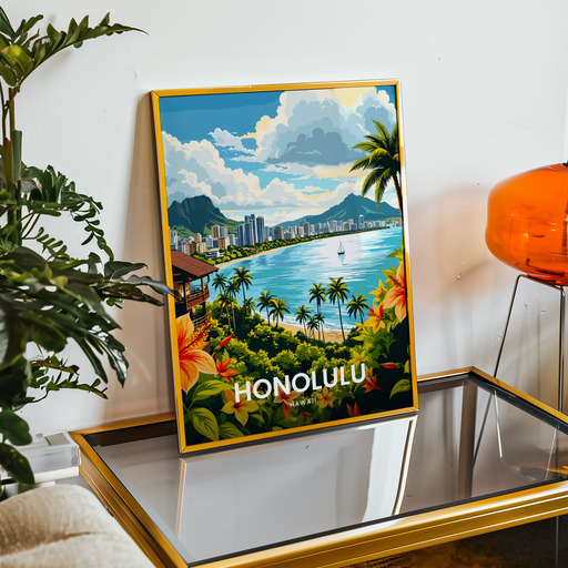 Honolulu Travel Print - Vintage Travel Art Poster 9