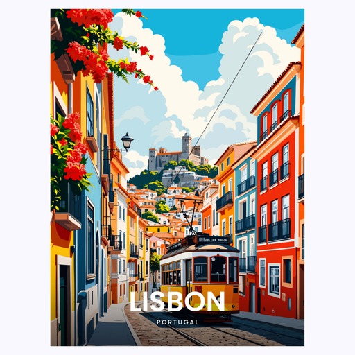 Lisbon Travel Print - Vintage Travel Art Poster 6
