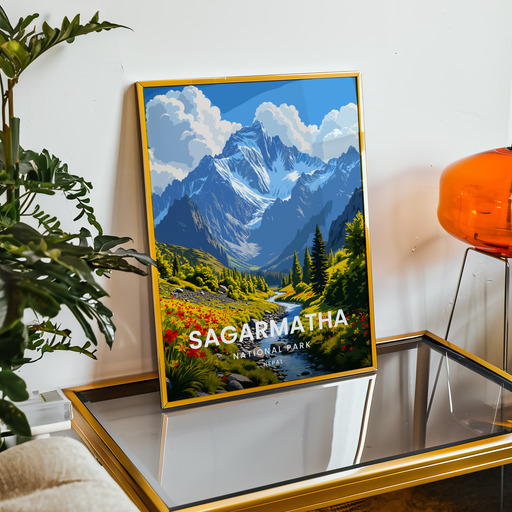 Sagarmatha National Park Travel Print - Vintage Travel Art Poster 9