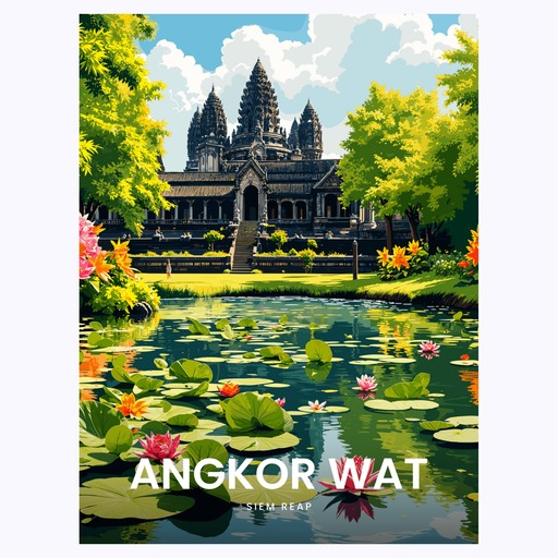 Angkor Wat Travel Print - Vintage Travel Art Poster 6