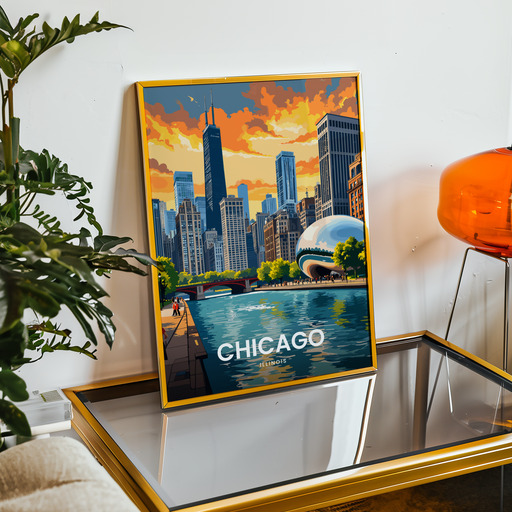 Chicago Travel Print - Vintage Travel Art Poster 9