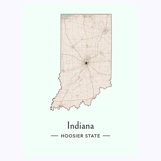 Indiana State Poster - Boundary Map 6