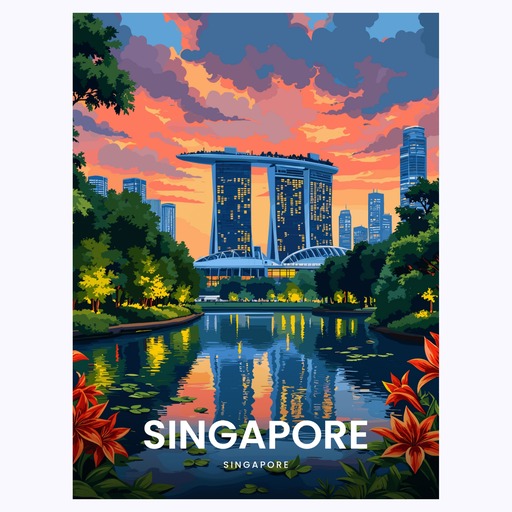Singapore Travel Print - Vintage Travel Art Poster 6
