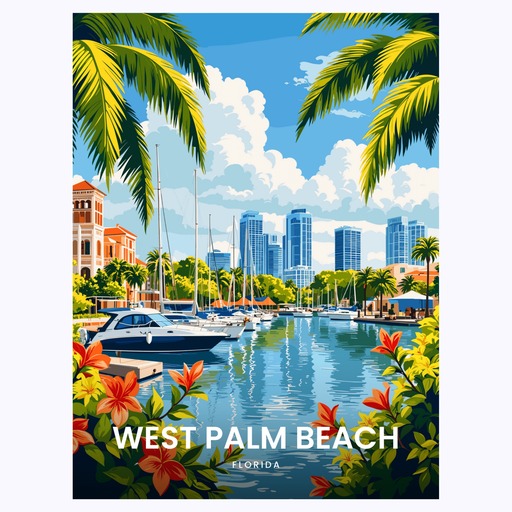 West Palm Beach Travel Print - Vintage Travel Art Poster 6