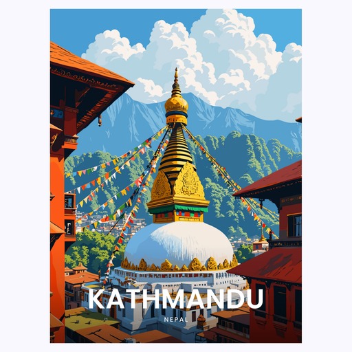 Kathmandu Travel Print - Vintage Travel Art Poster 6