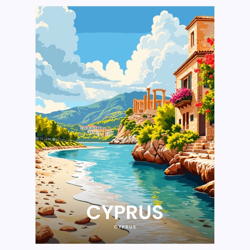 Cyprus Travel Print - Vintage Travel Art Poster 6