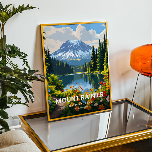 Mount Rainier National Park Travel Print - Vintage Travel Art Poster 9