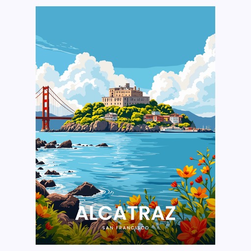 Alcatraz Island Travel Print - Vintage Travel Art Poster 6