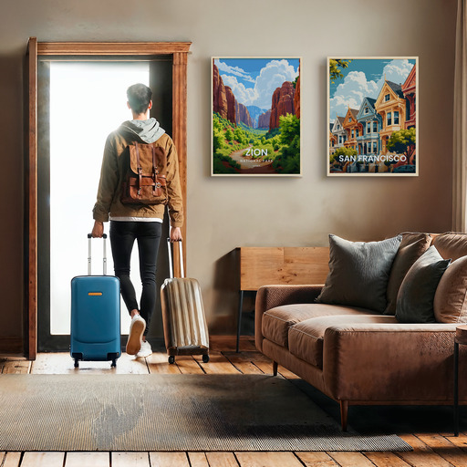 Zion National Park Travel Print - Vintage Travel Art Poster 11