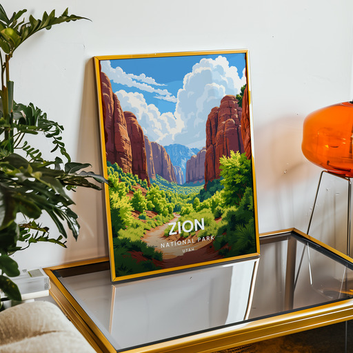 Zion National Park Travel Print - Vintage Travel Art Poster 9