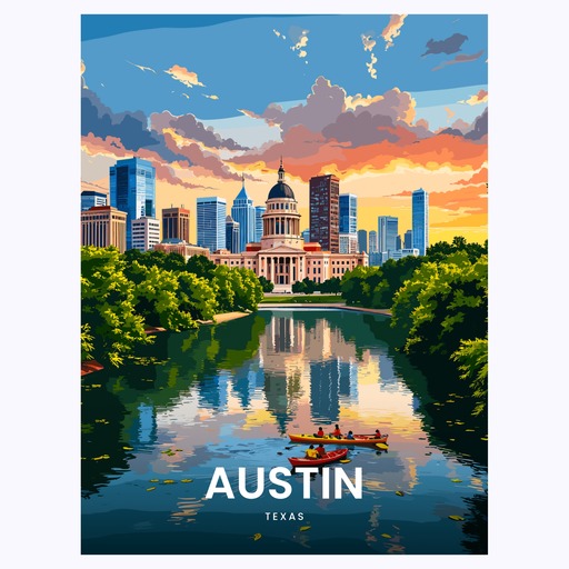 Austin Travel Print - Vintage Travel Art Poster 6