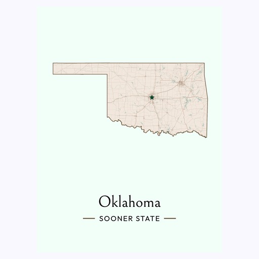 Oklahoma State Poster - Boundary Map 6