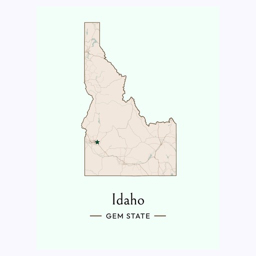 Idaho State Poster - Boundary Map 6