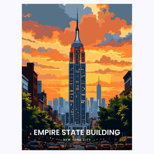 Empire State Building Travel Print - Vintage Travel Art Poster 6