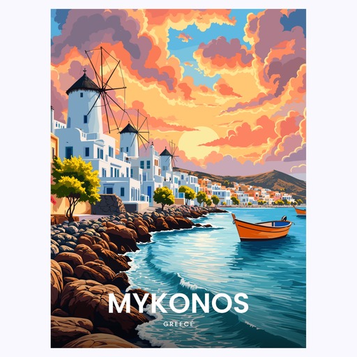 Mykanos Travel Print - Vintage Travel Art Poster 6