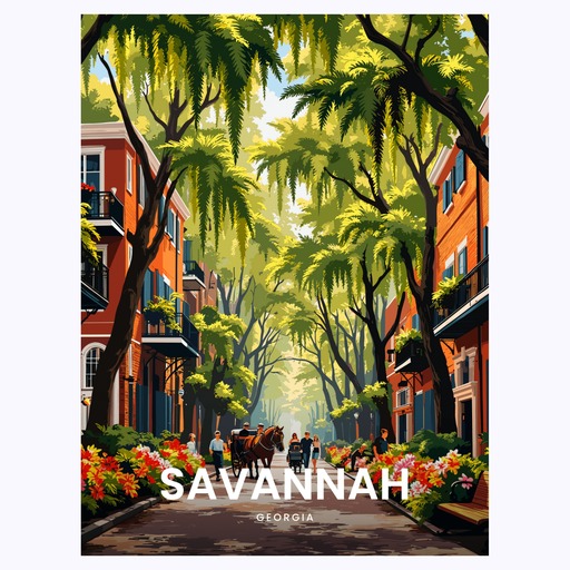 Savannah Travel Print - Vintage Travel Art Poster 6
