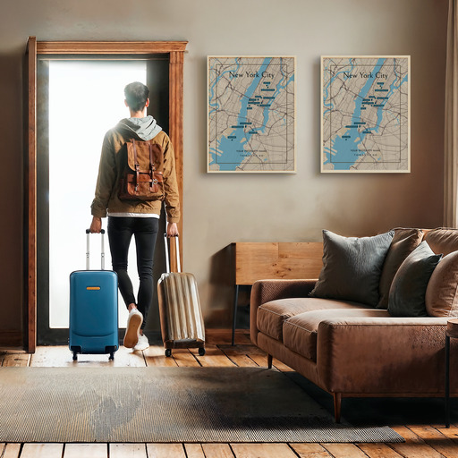 New York City Airbnb Tourist Poster in Road Trip - Street Map 11