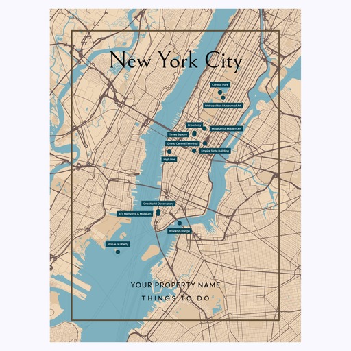 New York City Airbnb Tourist Poster in Road Trip - Street Map 6