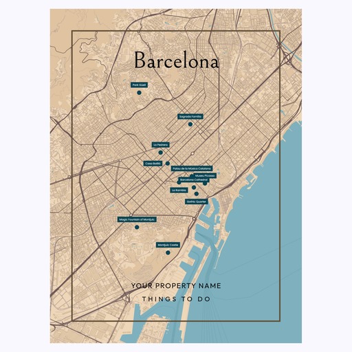 Barcelona Airbnb Tourist Poster in Road Trip - Street Map 6