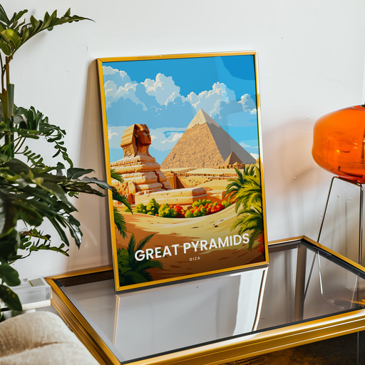 Great Pyramid of Giza Travel Print - Vintage Travel Art Poster 9