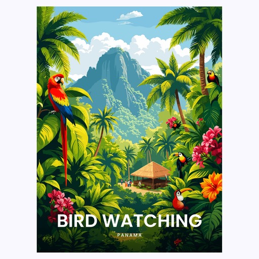 Bird Watching in Panama Travel Print - Vintage Travel Art Poster 6