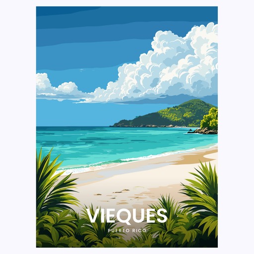 Vieques Travel Print - Vintage Travel Art Poster 6