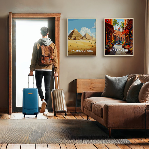 Pyramids of Giza Travel Print - Vintage Travel Art Poster 11