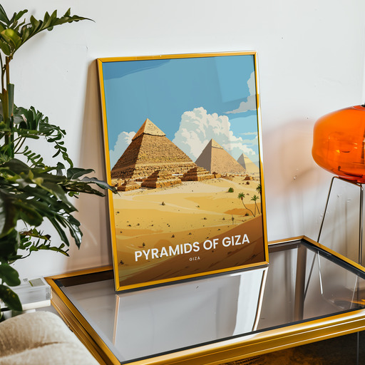 Pyramids of Giza Travel Print - Vintage Travel Art Poster 9