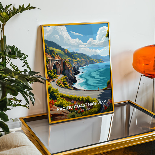Pacific Coast Highway Travel Print - Vintage Travel Art Poster 9