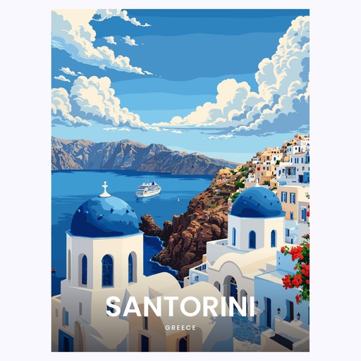 Santorini Travel Print - Vintage Travel Art Poster 6
