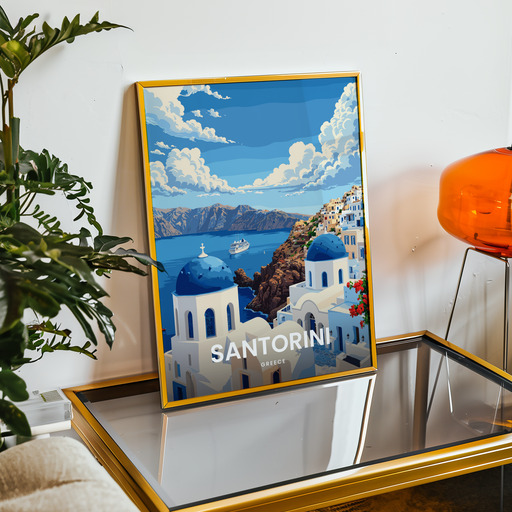 Santorini Travel Print - Vintage Travel Art Poster 8