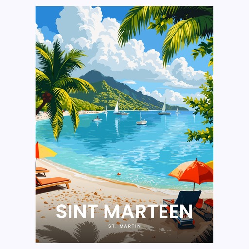 Sint Maarten Travel Print - Vintage Travel Art Poster 6