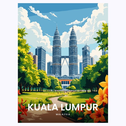 Kuala Lumpur Travel Print - Vintage Travel Art Poster 6