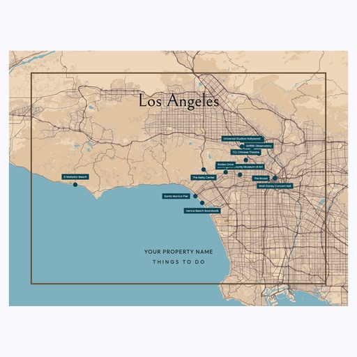 Los Angeles Airbnb Tourist Poster in Road Trip - Street Map 6