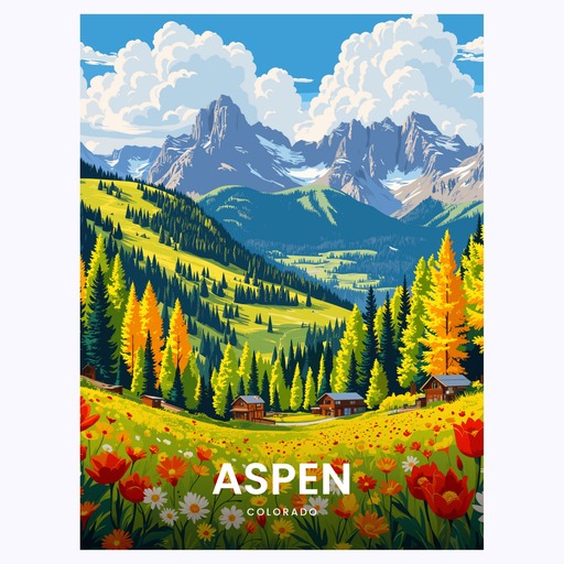Summer in Aspen Travel Print - Vintage Travel Art Poster 6