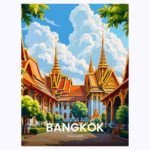 Bangkok Travel Print - Vintage Travel Art Poster 6