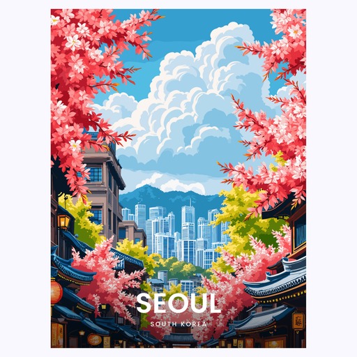 Seoul Travel Print - Vintage Travel Art Poster 6