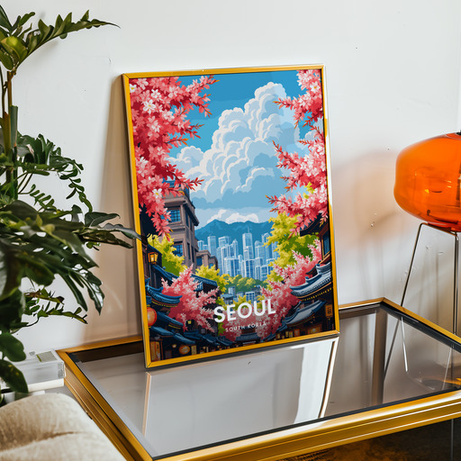 Seoul Travel Print - Vintage Travel Art Poster 9