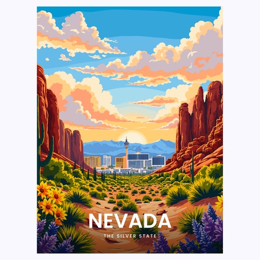 Nevada Travel Print - Vintage Travel Art Poster 6