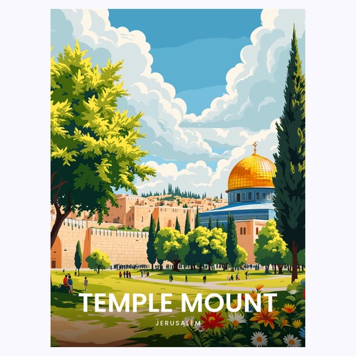 Temple Mount Travel Print - Vintage Travel Art Poster 6