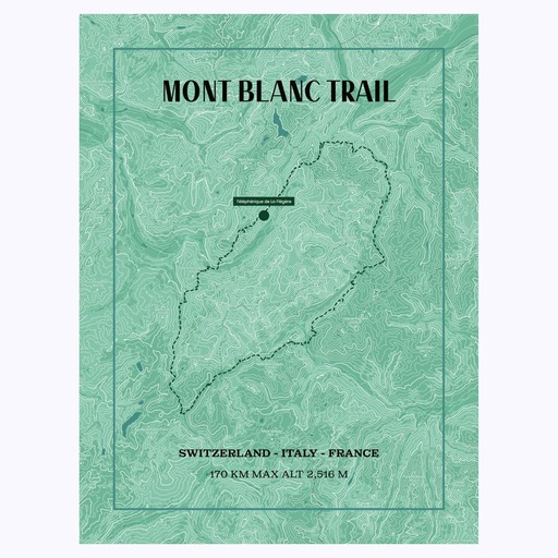 Mont Blanc Trail Hiking Trip Poster - Route Map 6