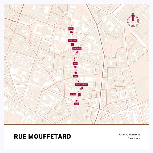 Rue Mouffetard Poster - Street Map 6